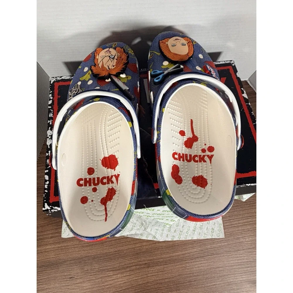 Crocs Chucky Classic Slip On Clogs Mens Size 10‎ Sandals Multi Blue Halloween